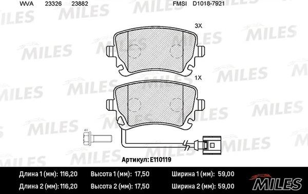 Miles E110119 - Kit pastiglie freno, Freno a disco autozon.pro