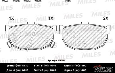 Miles E110114 - Kit pastiglie freno, Freno a disco autozon.pro