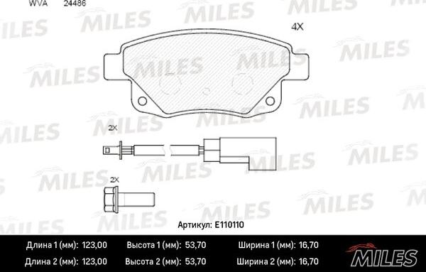 Miles E110110 - Kit pastiglie freno, Freno a disco autozon.pro