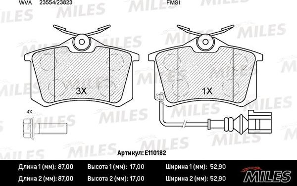 Miles E110182 - Kit pastiglie freno, Freno a disco autozon.pro