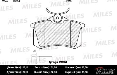 Miles E110134 - Kit pastiglie freno, Freno a disco autozon.pro