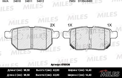 Miles E110136 - Kit pastiglie freno, Freno a disco autozon.pro