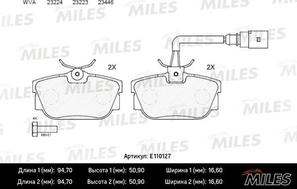 Miles E110127 - Kit pastiglie freno, Freno a disco autozon.pro