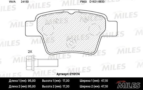 Miles E110174 - Kit pastiglie freno, Freno a disco autozon.pro