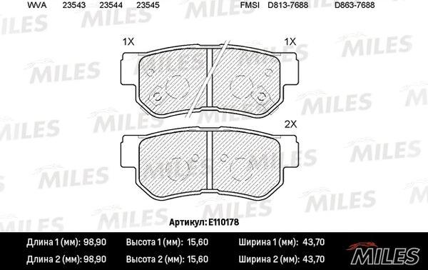 Miles E110178 - Kit pastiglie freno, Freno a disco autozon.pro