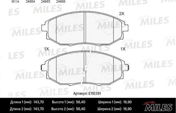 Miles E110391 - Kit pastiglie freno, Freno a disco autozon.pro