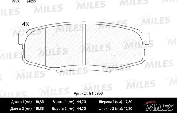 Miles E110356 - Kit pastiglie freno, Freno a disco autozon.pro