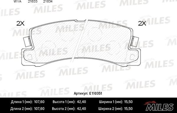 Miles E110351 - Kit pastiglie freno, Freno a disco autozon.pro