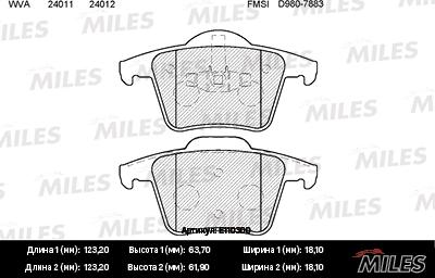 Miles E110300 - Kit pastiglie freno, Freno a disco autozon.pro