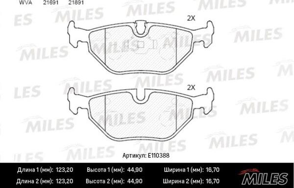 Miles E110388 - Kit pastiglie freno, Freno a disco autozon.pro