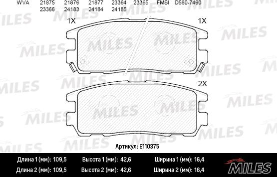 Miles E110375 - Kit pastiglie freno, Freno a disco autozon.pro