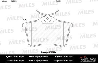 Miles E110294 - Kit pastiglie freno, Freno a disco autozon.pro