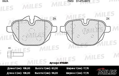 Miles E110291 - Kit pastiglie freno, Freno a disco autozon.pro