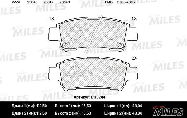 Miles E110244 - Kit pastiglie freno, Freno a disco autozon.pro