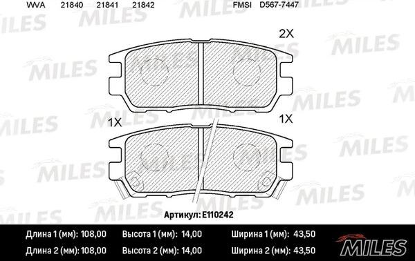 Miles E110242 - Kit pastiglie freno, Freno a disco autozon.pro