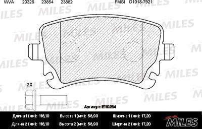 Miles E110264 - Kit pastiglie freno, Freno a disco autozon.pro