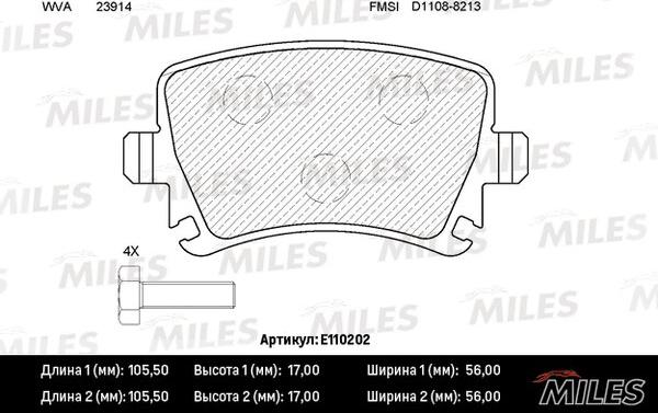 Miles E110202 - Kit pastiglie freno, Freno a disco autozon.pro