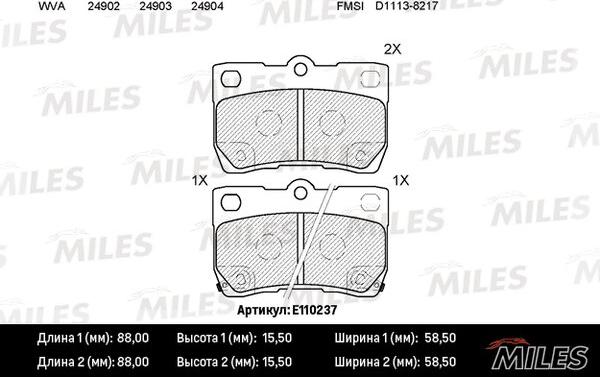 Miles E110237 - Kit pastiglie freno, Freno a disco autozon.pro