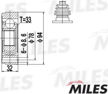 Miles GA10001 - Kit giunti, Semiasse autozon.pro