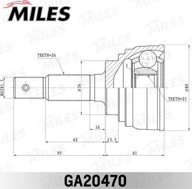 Miles GA20470 - Kit giunti, Semiasse autozon.pro