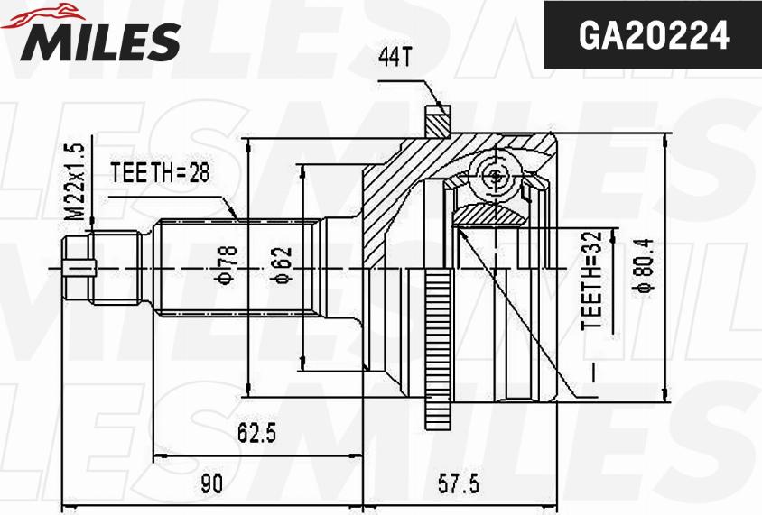 Miles GA20224 - Kit giunti, Semiasse autozon.pro