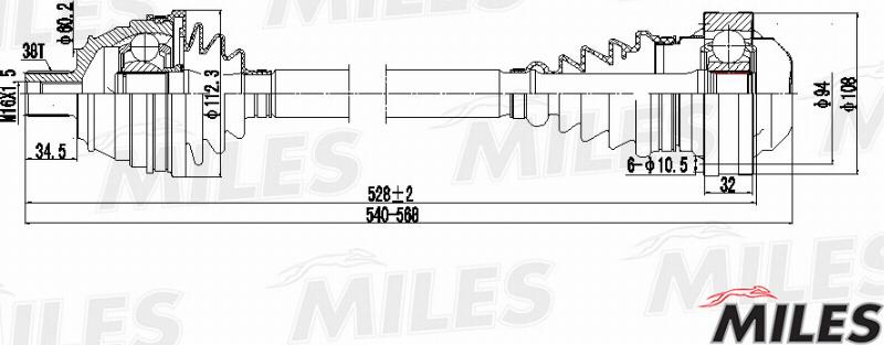 Miles GC00142 - Albero motore / Semiasse autozon.pro