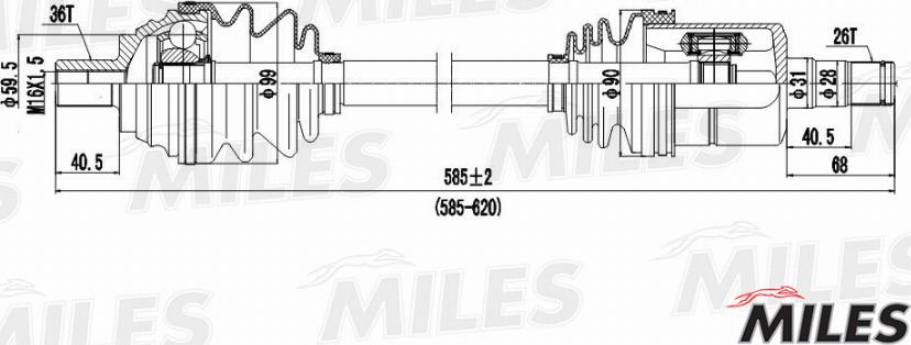 Miles GC01006 - Albero motore / Semiasse autozon.pro