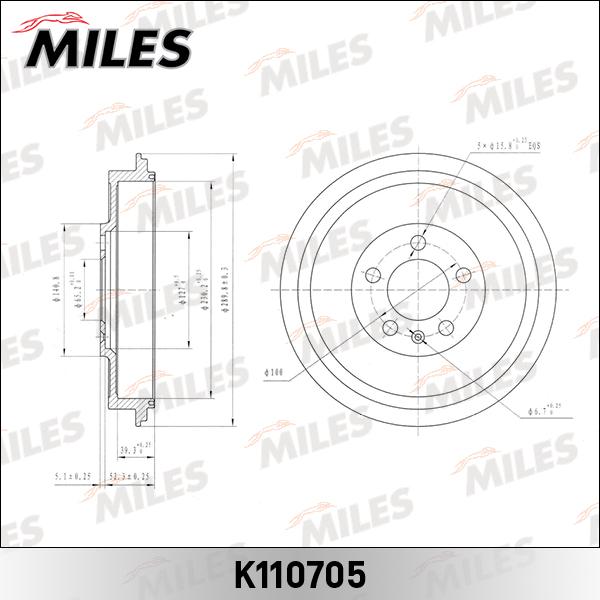 Miles K110705 - Tamburo freno autozon.pro