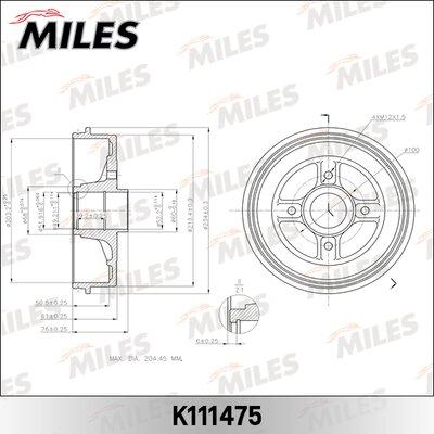 Miles K111475 - Tamburo freno autozon.pro