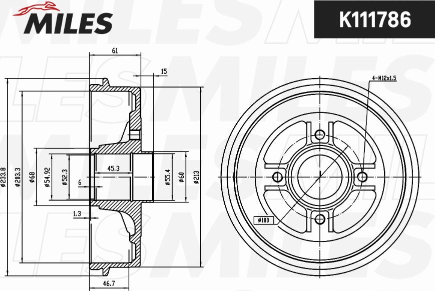 Miles K111786 - Tamburo freno autozon.pro