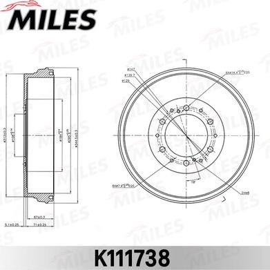 Miles K111738 - Tamburo freno autozon.pro