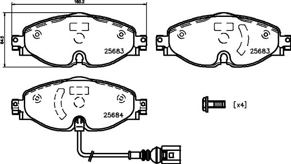 Mintex MDB83340 - Kit pastiglie freno, Freno a disco autozon.pro