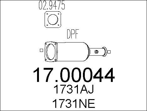 MTS 17.00044 - Filtro antiparticolato / particellare, Impianto gas scarico autozon.pro