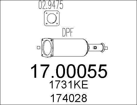 MTS 17.00055 - Filtro antiparticolato / particellare, Impianto gas scarico autozon.pro