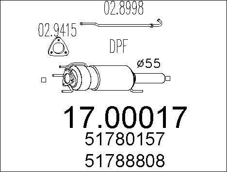 MTS 17.00017 - Filtro antiparticolato / particellare, Impianto gas scarico autozon.pro