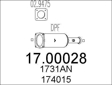 MTS 17.00028 - Filtro antiparticolato / particellare, Impianto gas scarico autozon.pro