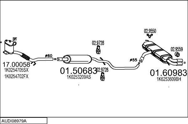 MTS AUDI08979A032688 - Impianto gas scarico autozon.pro