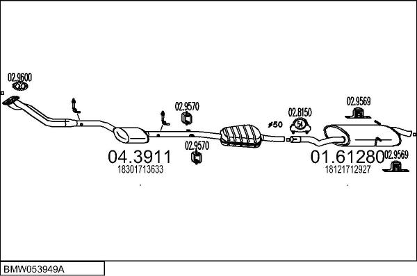 MTS BMW053949A011400 - Impianto gas scarico autozon.pro