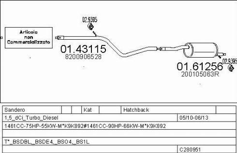 MTS C280951029305 - Impianto gas scarico autozon.pro