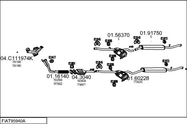 MTS FIAT95940A008342 - Impianto gas scarico autozon.pro