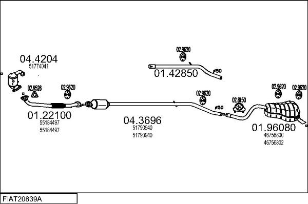 MTS FIAT20839A017842 - Impianto gas scarico autozon.pro