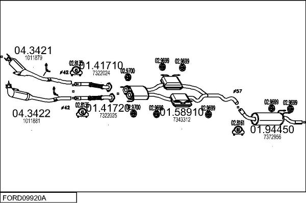 MTS FORD09920A004698 - Impianto gas scarico autozon.pro