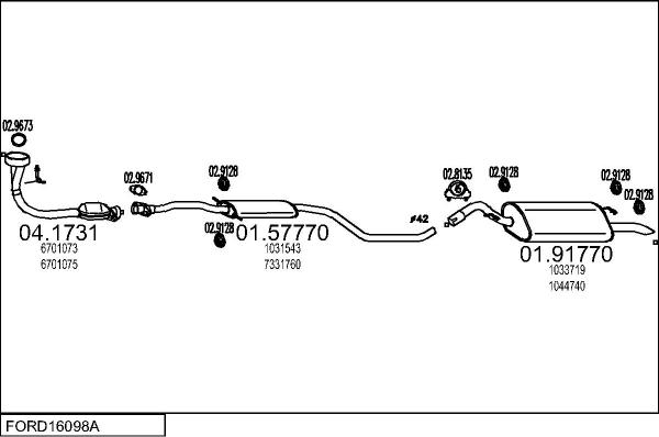 MTS FORD16098A012446 - Impianto gas scarico autozon.pro