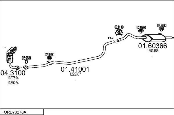 MTS FORD70278A017305 - Impianto gas scarico autozon.pro