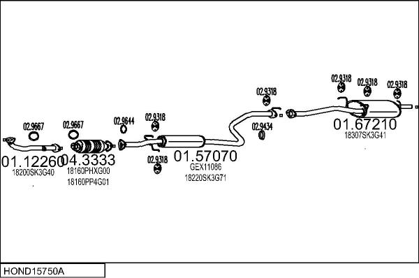 MTS HOND15750A004278 - Impianto gas scarico autozon.pro