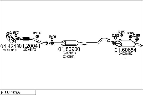 MTS NISS44378A017244 - Impianto gas scarico autozon.pro