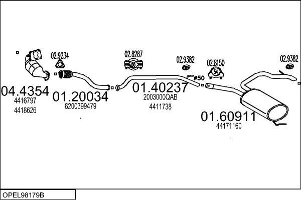 MTS OPEL98179B019922 - Impianto gas scarico autozon.pro