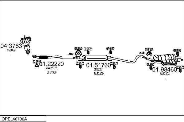 MTS OPEL40700A017846 - Impianto gas scarico autozon.pro