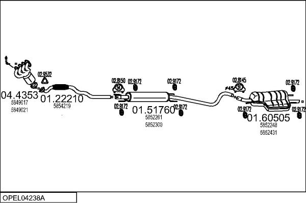 MTS OPEL04238A132619 - Impianto gas scarico autozon.pro