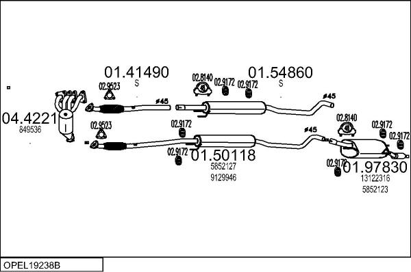 MTS OPEL19238B019279 - Impianto gas scarico autozon.pro